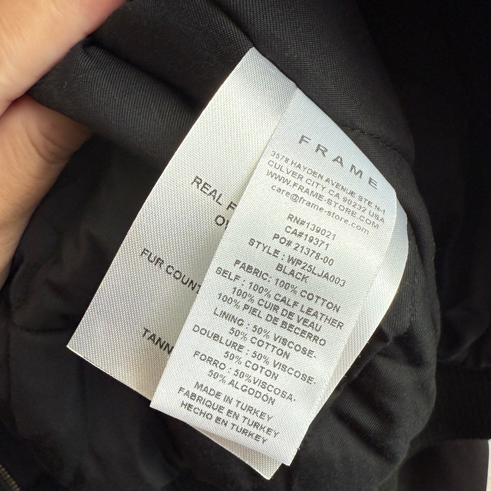 FRAME Luxury Shearling Leather Bomber Jacket - Picture 13 of 15